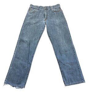 Prohibit NYC Distressed Studded Gray Denim Jeans Mens 38x32 Button Fly Raw Hem